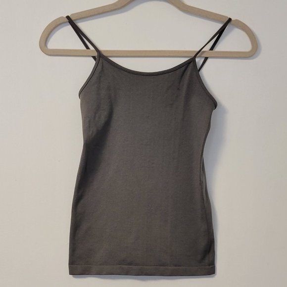 Active Basic gray spaghetti strap cami stretchy tank top sz: S - Picture 3 of 6